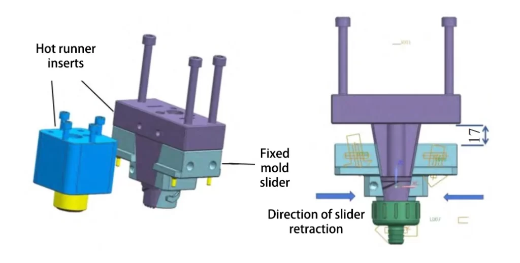 Figure 10 Schematic diagram of the fixed mold slide, insert, and first draw.