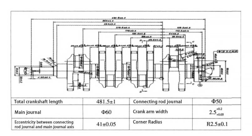 Tab1 Crankshaft parts diagram and main parameters