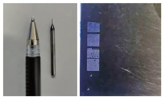 Figure 2 φ0.35 drill bit and processed hole