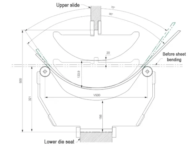 Figure 16 R290mm bending die set dimension confirmation diagram