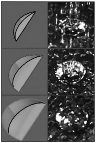 Figure 9 Comparison of Blind Hole Microscope Image and 3D Image at R=5 mm