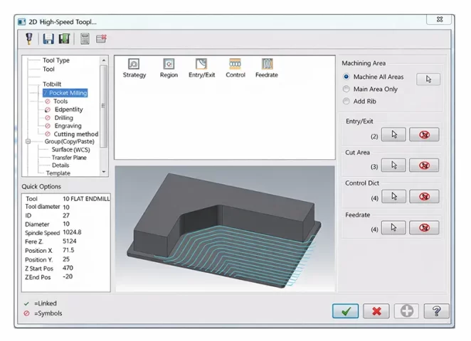 Figure 4. Milling of the toolpath area in the second program