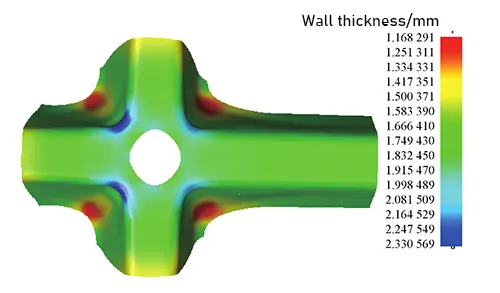 Figure 5. Wall thickness distribution cloud map