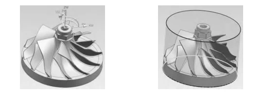 Figure 1 Impeller and Machining Coordinate Setup Figure 2 Generation of the Cylindrical Blank for the Impeller Figure 1 Impeller and Machining Coordinate Setup Figure 2 Generation of the Cylindrical Blank for the Impeller