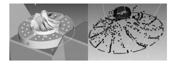 Figure 10 Simulation results of non RTCP machining Figure 11 Comparison of over cutting and residual material in the simulation Figure 10 Simulation results of non RTCP machining Figure 11 Comparison of over cutting and residual material in the simulation