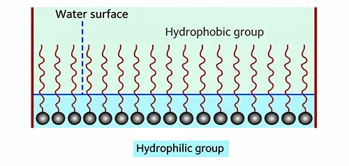 Fig 3 Directional arrangement of surfactants in water