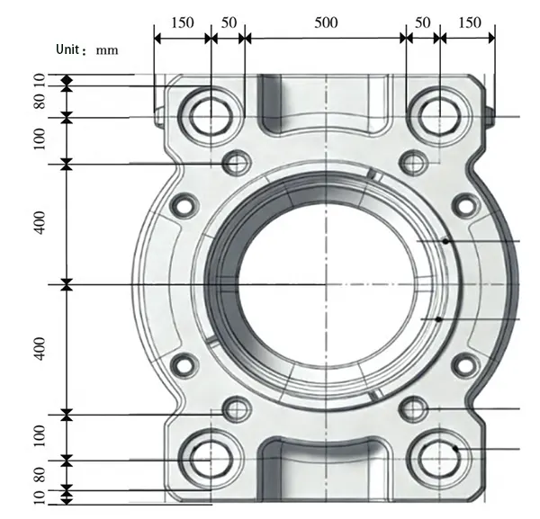 Figure 2 Machining drawing of aluminum alloy parts