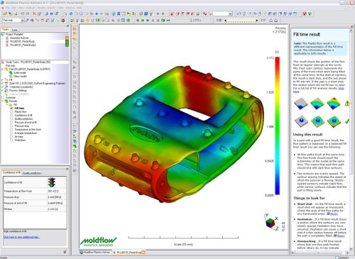 Moldflow Plastics Advisers (MPA) software screenshot